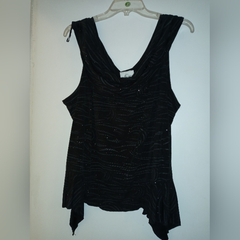 Caren Sport Black Glittrry Blouse 3x